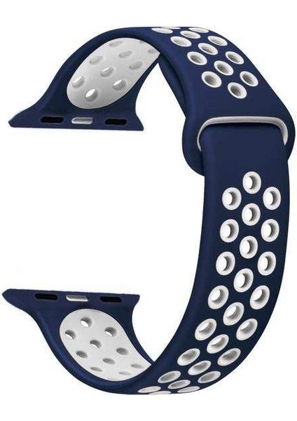 Apsuwa Apple Watch Edition 42MM Uyumlu Kordon Ring Çift Renk Spor Saat Kordonu 42/K02--LACIVERT-BEYAZ
