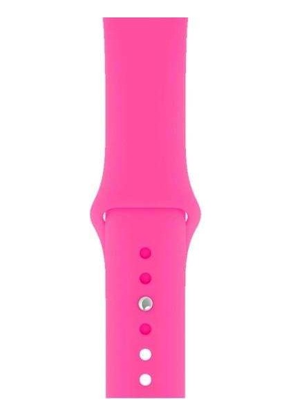 Apple Watch Nike 3 38MM Uyumlu Kordon Mat Jel Silikon Saat Kordonu 38/bb--Koyu Pembe