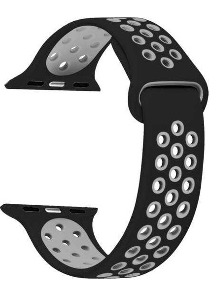 Apple Watch Nike Se 40MM Uyumlu Kordon Ring Çift Renk Spor Saat Kordonu 40/K02--SIYAH-GRI