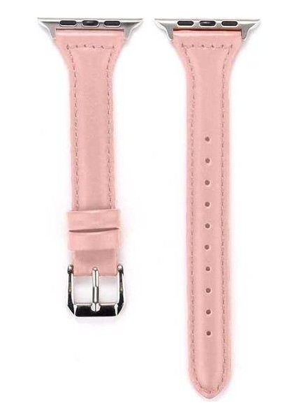 Apple Watch Nike 3 38MM Uyumlu Kordon Thin Deri Saat Kordonu 38/K28--PEMBE