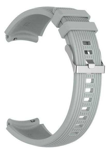 Garmin Forerunner 645 Uyumlu Kordon Çizgili Silikon Saat Kordonu 20/K18-GRI