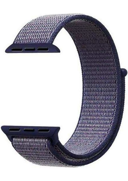 Apple Watch Nike 3 38MM Uyumlu Kordon Cırtcırt Kumaş Saat Kordonu 38/K03--LACIVERT