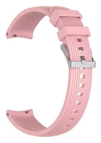 Honor Magicwatch 2 42MM Uyumlu Kordon Çizgili Silikon Saat Kordonu 20/K18-PEMBE