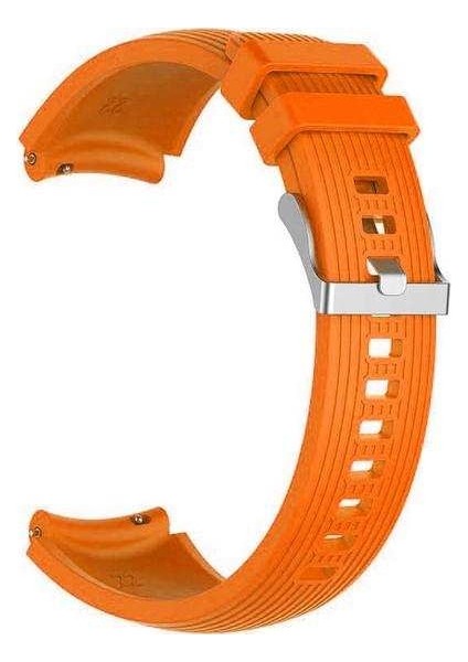 Honor Magicwatch 2 Classic 42MM Uyumlu Kordon Çizgili Silikon Saat Kordonu 20/K18-TURUNCU