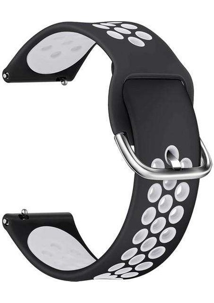 Honor Magicwatch 2 Classic 46MM Uyumlu Kordon Ring Sport Saat Kordonu 22/K10--SIYAH-BEYAZ