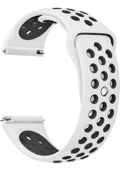 Honor Watch Gs Pro Uyumlu Kordon Delikli Çift Renk Saat Kordonu 22K02--BEYAZ-SIYAH