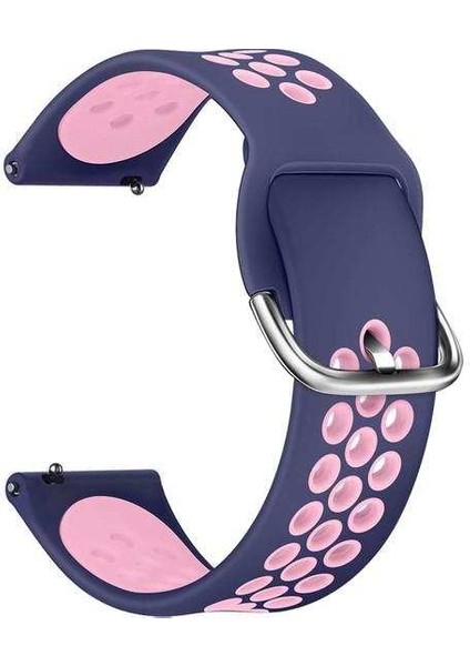 Huawei Watch Gt 2 Classic 46MM Uyumlu Kordon Ring Sport Saat Kordonu 22/K10--LACIVERT-PEMBE