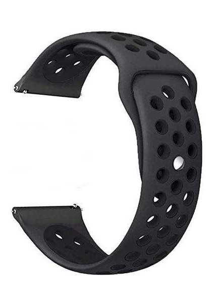 Huawei Watch Gt 2e 46MM Uyumlu Kordon Delikli Çift Renk Saat Kordonu 22K02--SIYAH