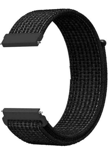 Polar Ignite Uyumlu Kordon Velcro Kumaş Saat Kordonu Kayış 20/LM10-SIYAH