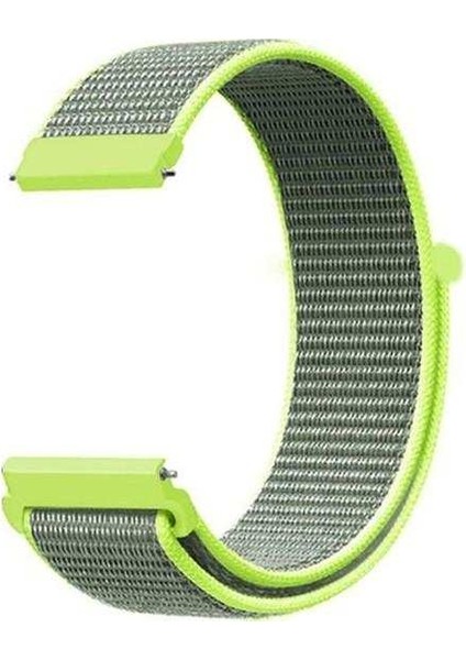 Samsung Galaxy Gear S3 46MM Uyumlu Kordon Cırtcırt Kumaş Saat Kordonu 22/K03--YEŞIL