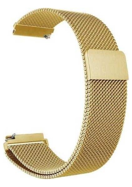 Samsung Galaxy Gear S3 46MM Uyumlu Kordon Metal Lüx Hasır Örgü Saat Kordonu 22/K12--GOLD
