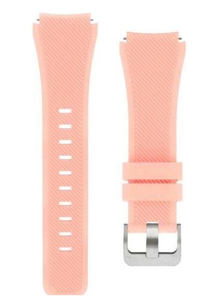 Apsuwa Samsung Galaxy Gear S3 46MM Uyumlu Kordon Çizgili Soft Silikon Saat Kordonu 22/lm2--Pembe
