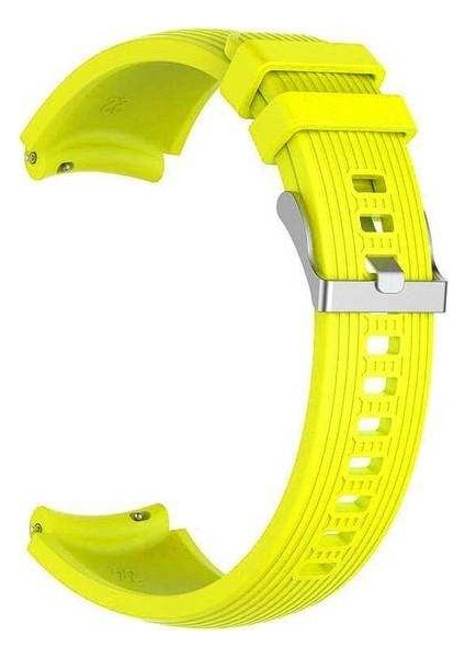 Samsung Galaxy Gear S3 46MM Uyumlu Kordon Çizgili Silikon Saat Kordonu 22/K18--SARI