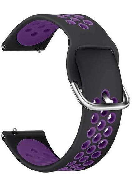 Samsung Galaxy Gear S3 46MM Uyumlu Kordon Ring Sport Saat Kordonu 22/K10--SIYAH-MOR