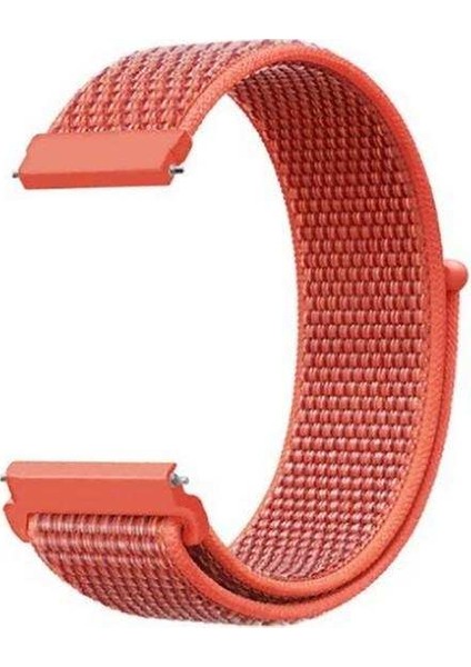 Samsung Galaxy Gear S3 46MM Uyumlu Kordon Velcro Kumaş Saat Kordonu 22/LM10--TURUNCU