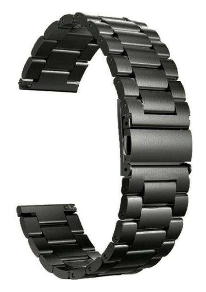 Samsung Galaxy Gear S3 46MM Uyumlu Kordon Metal Paslanmaz Çelik Saat Kordonu 22/K04--SIYAH