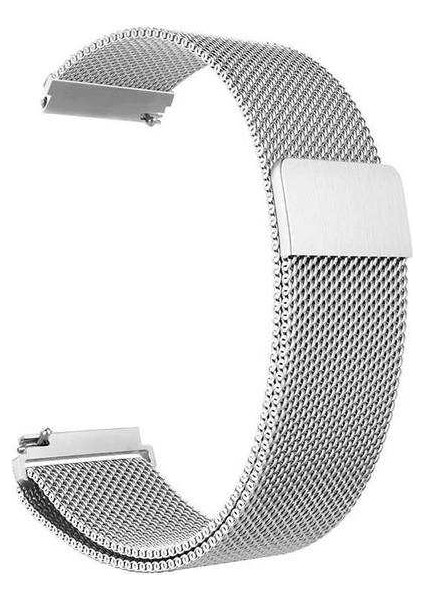 Samsung Galaxy Gear S3 46MM Uyumlu Kordon Metal Hasır Örgü Saat Kordonu 22/lm8--Gümüş