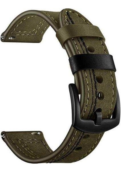 Samsung Galaxy Gear S3 46MM Uyumlu Kordon Nubuk Deri Saat Kordonu 22/lm9--Yeşil
