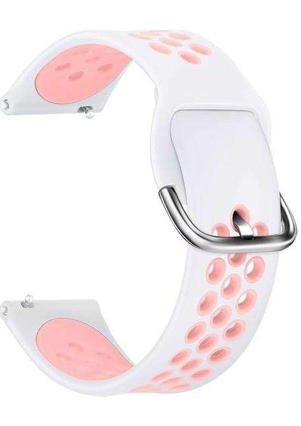 Samsung Galaxy Watch 3 45MM Uyumlu Kordon Ring Sport Saat Kordonu 22/K10--BEYAZ-PEMBE