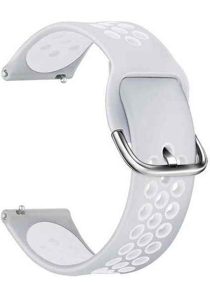 Senbono S10 Pro Uyumlu Kordon Ring Sport Saat Kordonu 22/K10--GRI-BEYAZ