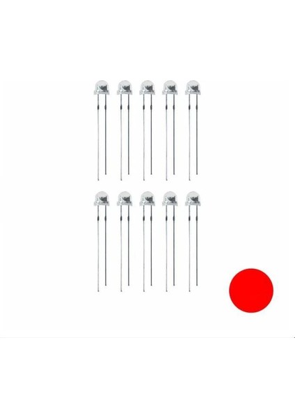 4.8mm Kırmızı Mantar LED Paketi - 10 Adet