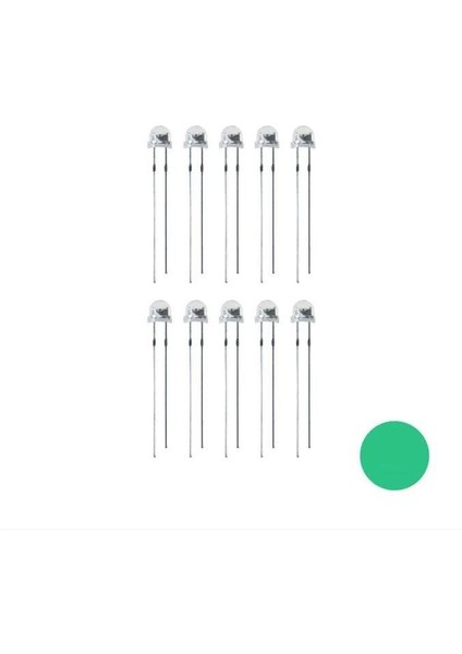 4.8mm Yeşil Mantar LED Paketi - 10 Adet