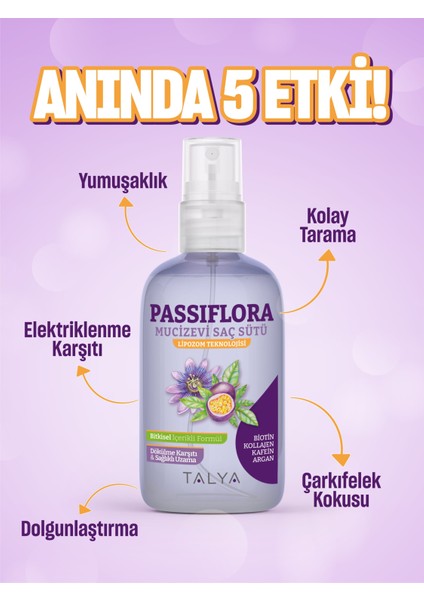 Passiflora Mucizevi Saç Sütü, Bitkisel İçerikli Formül, Lipozom Teknolojisi, Saç Uzatma Etkili Ve Dökülme Karsıtı, 200 ml