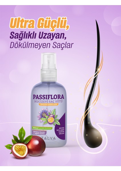 Passiflora Mucizevi Saç Sütü, Bitkisel İçerikli Formül, Lipozom Teknolojisi, Saç Uzatma Etkili Ve Dökülme Karsıtı, 200 ml