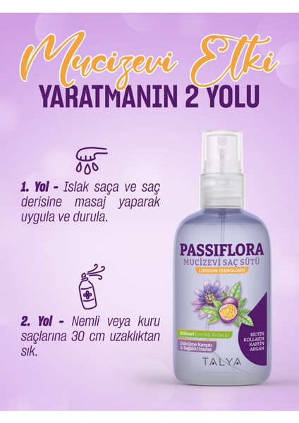 Passiflora Mucizevi Saç Sütü, Bitkisel İçerikli Formül, Lipozom Teknolojisi, Saç Uzatma Etkili Ve Dökülme Karsıtı, 200 ml