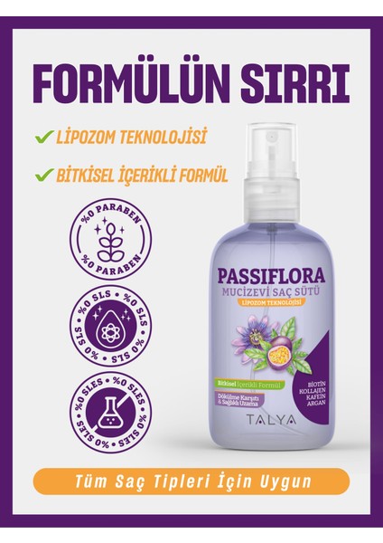 Passiflora Mucizevi Saç Sütü, Bitkisel İçerikli Formül, Lipozom Teknolojisi, Saç Uzatma Etkili Ve Dökülme Karsıtı, 200 ml