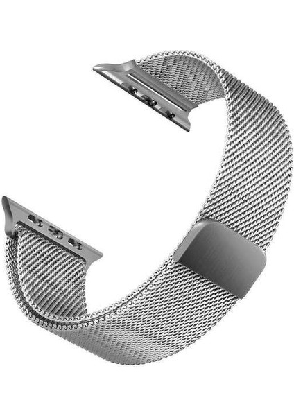 Apsuwa Apple Watch 6 44MM Uyumlu Kordon Metal Hasır Örgü Saat Kordonu 44/K01--GÜMÜŞ