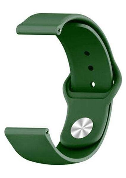 Amazfit Bip U Pro Uyumlu Kordon Lüx Silikon Saat Kordonu Kayış 20/K11-KOYU Yeşil