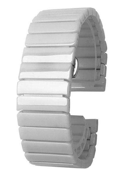 Amazfit Gtr 42MM Uyumlu Kordon Parlak Seramik Metal Saat Kordonu 20/K16-BEYAZ