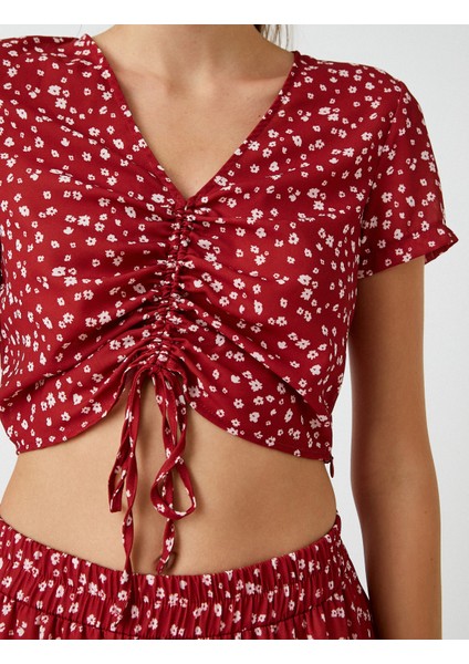 Çiçekli Crop Bluz
