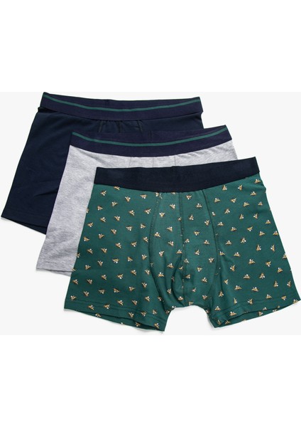 3'lü Boxer Pamuklu Desenli