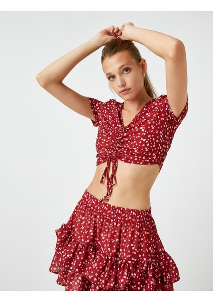 Çiçekli Crop Bluz