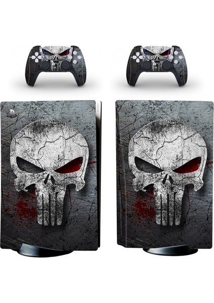 Skull Playstation 5 Disk Edition Sticker Kaplama Seti