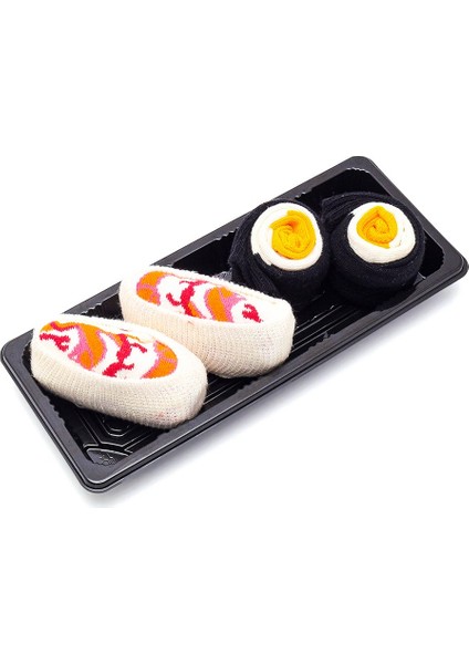 Sushi Nigiri Karides, Maki Oshinko Desenli Unisex Renkli Çorap 2 Çift