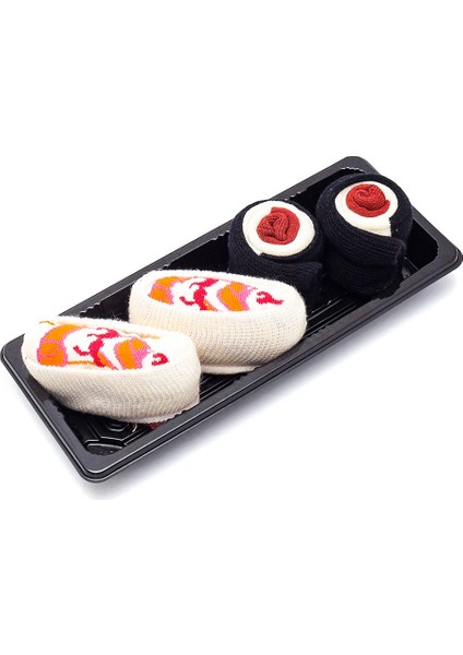 Sushi Nigiri Karides, Maki Tuna Desenli Unisex Renkli Çorap 2 Çift