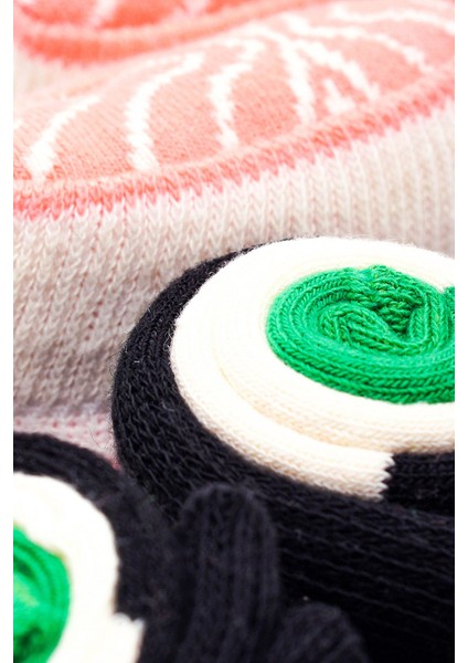 Sushi Nigiri Somon, Maki Salatalık Desenli Unisex Renkli Çorap 2 Çift modelleri