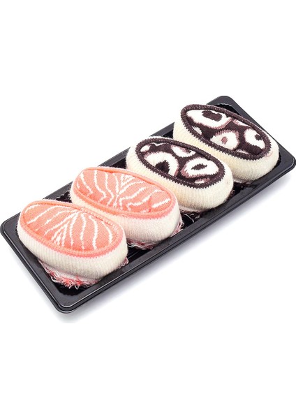 Sushi Nigiri Somon, Ahtapot Desenli Unisex Renkli Çorap 2 Çift