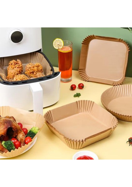 200 Adet Tek Kullanımlık Yui / Xiaomi / Philips / Kumtel Uyumlu Air Fryer Pişirme Kağıdı - Kahverengi (Yurt Dışından)