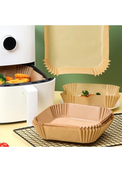 200 Adet Tek Kullanımlık Yui / Xiaomi / Philips / Kumtel Uyumlu Air Fryer Pişirme Kağıdı - Kahverengi (Yurt Dışından)