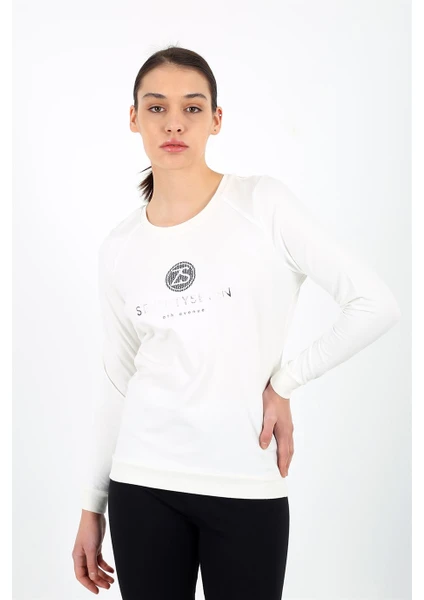 Banada Moda Bisiklet Yakalı Baskı Detaylı Uzun Kollu Sweatshirt