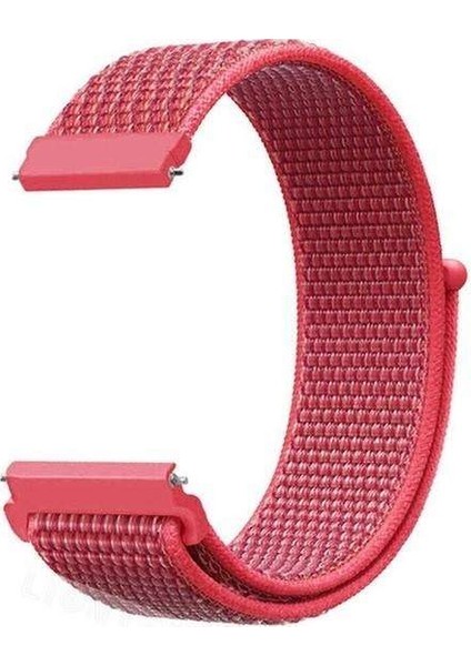 Honor Watch Gs Pro Uyumlu Kordon Velcro Kumaş Saat Kordonu 22/LM10--KIRMIZI