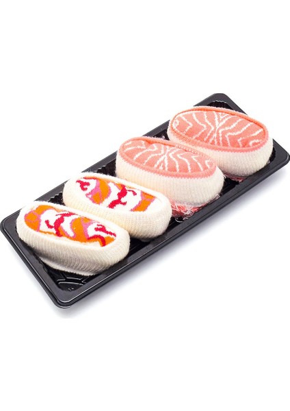 Sushi Nigiri Somon Karides Desenli Renkli Çorap 2 Çift