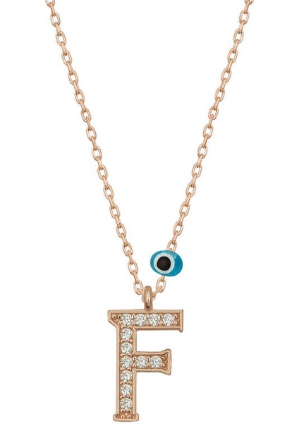 Gümüş Nazar Rose F Harfi Kadın Kolye