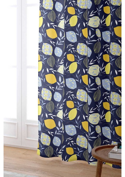Lacivert Limon Dijital Baskılı Perde OYTYK928-PR fiyatları