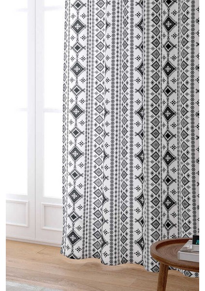 Siyah Beyaz Bohem Dijital Baskılı Perde CGH501-PR fiyatları