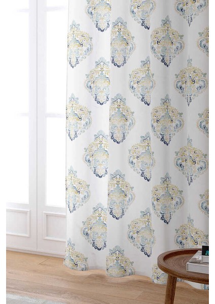 Beyaz Damask Dijital Baskılı Perde CGH497-PR